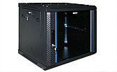 Hyperline TWFS-0945-GP-RAL9004 Шкаф настенный 19-дюймовый (19"), 9U, 500х600х450мм, стеклянная дверь с