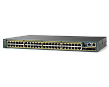 Cisco WS-C2960X-48TS-L Коммутатор обладает 48 портами 10/100/1000 BASE-T, 4 слота SFP