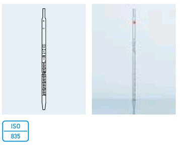 Пипетка 3-2-1-25 с делениями на полный слив, класс AS c сертификатом соответствия, темная шкала (Duran)
