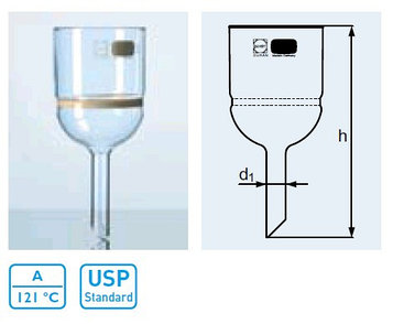 Воронка ВФ фильтрующая (пор.100-160 микрон, d фильтра-35 мм, 50 мл) (класс пористости 1) (Duran)