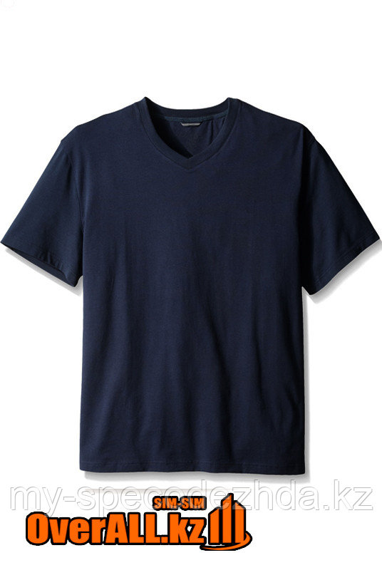 Синяя футболка с V-образным вырезом