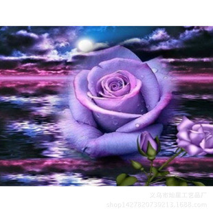 Картины стразами "Фиолетовое море и розы" 40*50