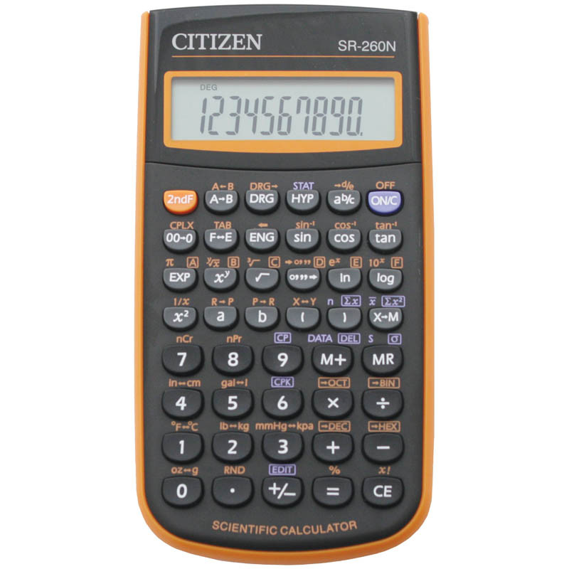 Калькулятор научный SR-260NOR 10+2 разрядов, 165 функций, питание от батарейки, 78*150*13 мм, оранже