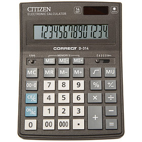Калькулятор настольный Correct D 14 разрядов, двойное питание, 155*205*28 мм, черный
