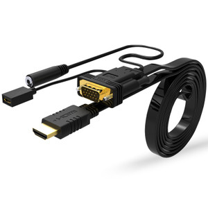 Конвертер кабель 1м RAYMIN  HDMI+microUsb-VGA+3,5stereo