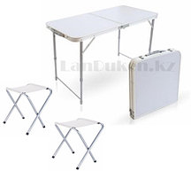 Раскладной стол и стулья для пикника в чемодане FOLDING TABLE "90* 60* 70 см" (туристический столик) светлый