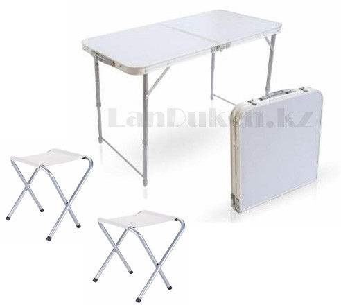 Раскладной стол и стулья для пикника в чемодане FOLDING TABLE "90* 60* 70 см" (туристический столик) светлый - фото 1 - id-p32768790