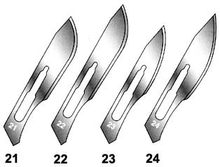 Скальпеля хирургические одноразовые №10, №11, №12, №12B, №13, №14, №15, №15C, №16, №18, №19, №20, №21, №22, №2