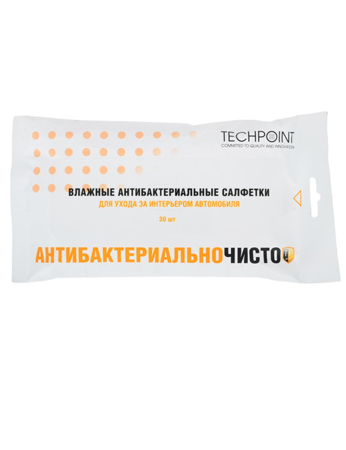 Techpoint 9017 Влажные салфетки антибактериальные для салона автомобиля в мягк. упак.