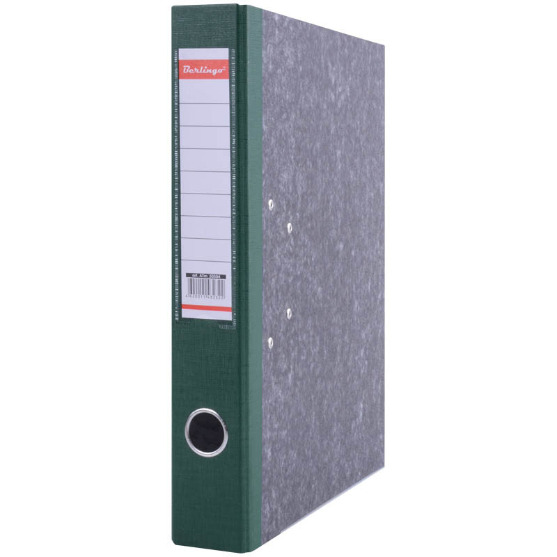 Папка-регистратор 50мм, мрамор, с карманом на корешке, нижний метал. кант, зеленая - фото 1 - id-p32947735