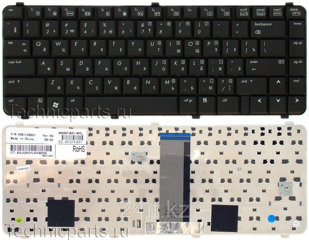 Клавиатура для ноутбука HP Compaq 6530S/ 6730S, RU, черная - фото 1 - id-p33118409