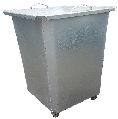 Оцинкованный нержавеющий мусорный контейнер 0,75 куб с крышкой на колесах (НДС 12% в т.ч.)