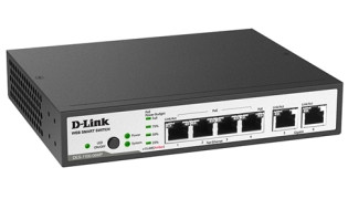 D-Link DES-1100-06MP Настраиваемый коммутатор 4 порта 10/100Base-TX с поддержкой PoE, 2 порта 10/100/1000