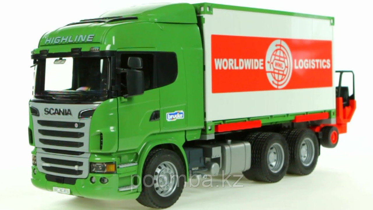 Фургон Scania с погрузчиком и паллетами, 1:16