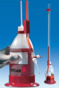 Бюретка Шиллинга автоматическая с полосой Шеллбаха, класс В, V-50мл, погр.- ±0,1мл, ц.д.-0,1мл, Vбутыля-1л (VITLAB)