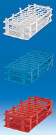 Штатив для пробирок, пластиковый, корзиночного типа, квадратные гнезда (55 гнезд, d пробир-16мм), синий (PP) (VITLAB)