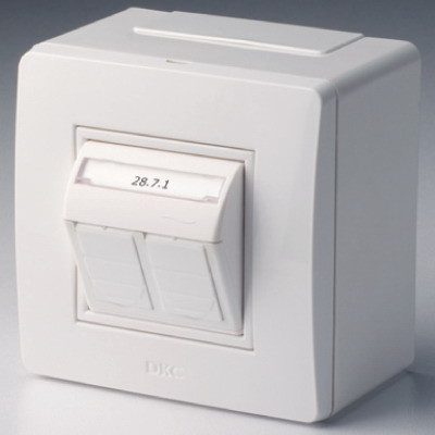 Коробка в сборе с 2 розетками RJ45, кат.5е (телефон / компьютер), коричневая - фото 1 - id-p33555108