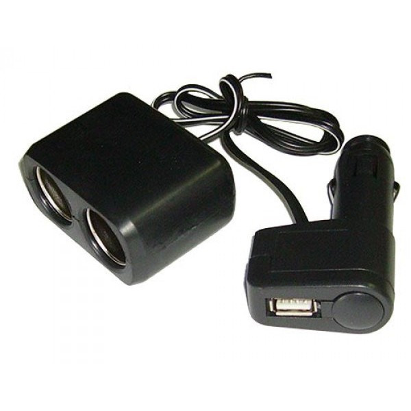 Авто-разветвитель прикуривателя (+USB 500 mA) на 2 гнезда WF-0097 - фото 1 - id-p34161321