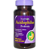 Пробиотик ацидофилус 1 млрд. ацидофильных бактерий, 100 капсул.  Natrol