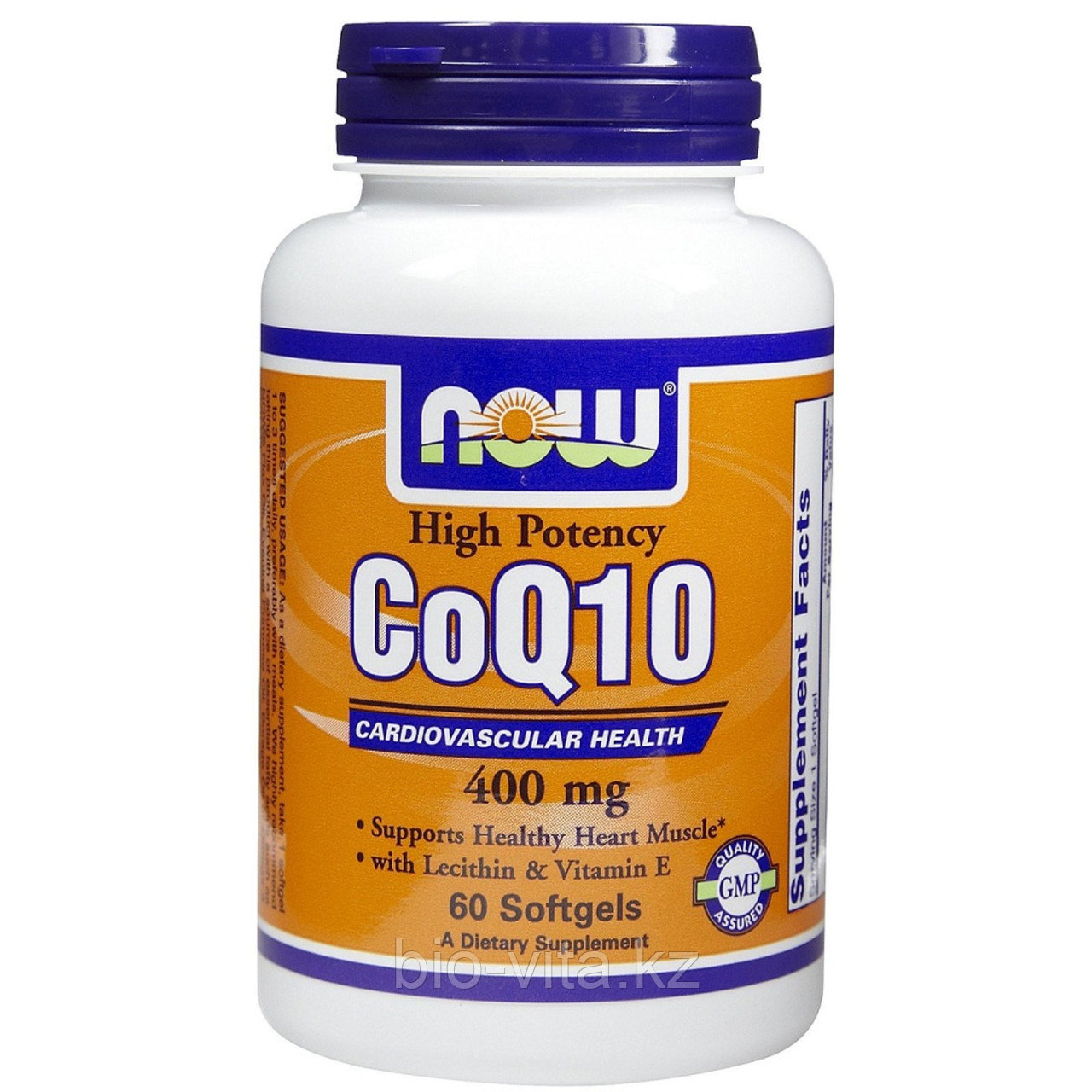 Коэнзим Q10  Высокая эффективность, Сердечно-сосудистые заболевания, 400 мг, 60 капсул.  Now Foods