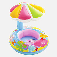 Детский надувной круг с навесом INTEX разноцветный 