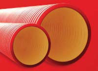 Труба жесткая двустенная для кабельной канализации (8кПа) д200мм,цвет красный