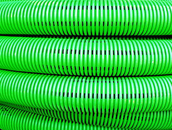 Труба гибкая двустенная дренажная д.125мм, класс SN6, перфорация 360 град., цвет зеленый