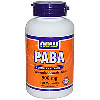 ПАБК,PABA.  500 мг, 100 капсул.  Now Foods