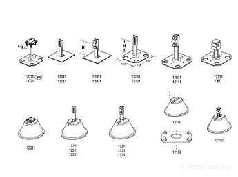 Держатель с крепежом на клей H=15 cm, B до 20 mm, 4xM8x16, проволока Ø 5-12 mm, медь/латунь