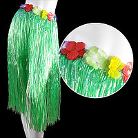 Юбка гавайская с цветами 79 см (зеленая)