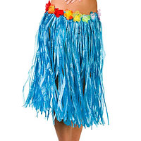 Юбка гавайская с цветами 79 см (синяя)