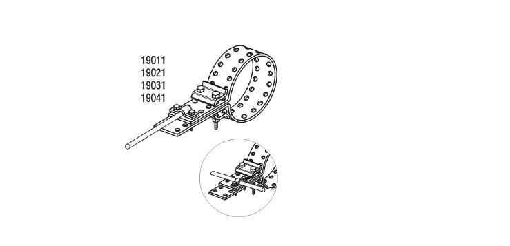 Обойма-зажим и хомут универсальный для труб Ø 124-222 mm, проволока Ø 5-10 mm, алюминий