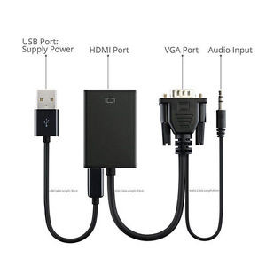 Активный конвертер / переходник с VGA на HDMI со звуком
