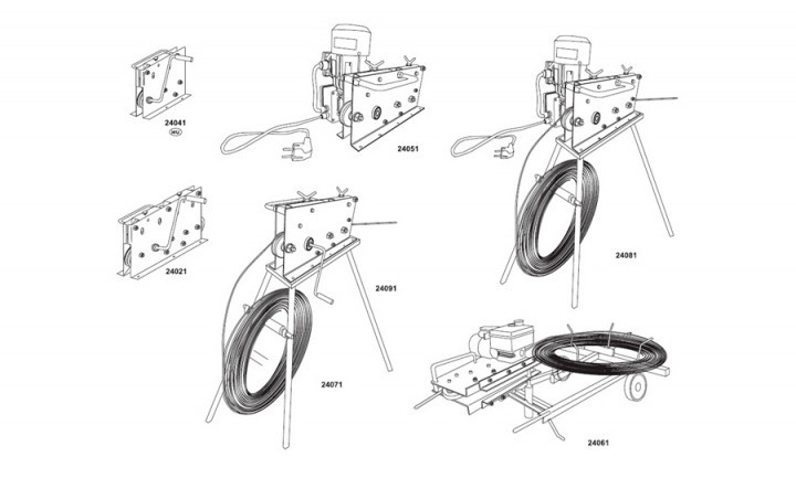 Ручная правильная машина  9 роликов, электропривод, пульт, коляска и складная моталка, для проволоки  Ø 6-10mm и обода 20x3-30x4 mm (складная)