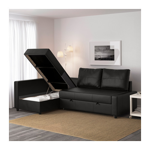 Диван-кровать угловой с отд д/хран ФРИХЕТЭН черный ИКЕА, IKEA - фото 3 - id-p10205253