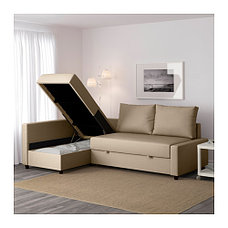 Диван-кровать угловой с отд д/хран ФРИХЕТЭН бежевый IKEA, ИКЕА , фото 3