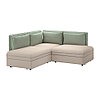 Угловой диван-кровать 3-местный ВАЛЛЕНТУНА бежевый/зеленый ИКЕА, IKEA