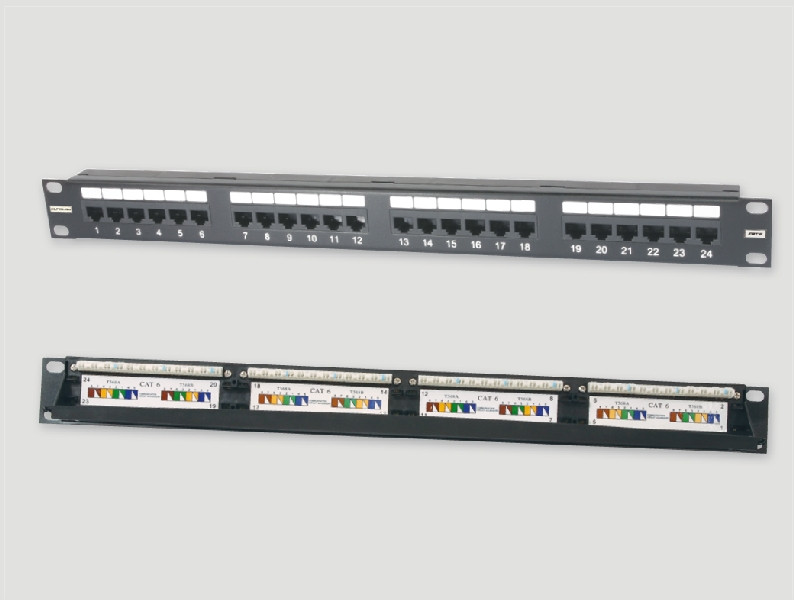 Eurolan Коммутационная панель 1U 19", 24хRJ45, 568A/В, UTP, кат.6, черная