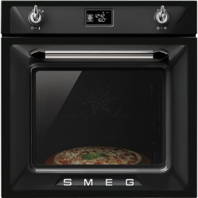 Встраиваемая духовка с пиролизом черная SMEG SFP6925NPZ