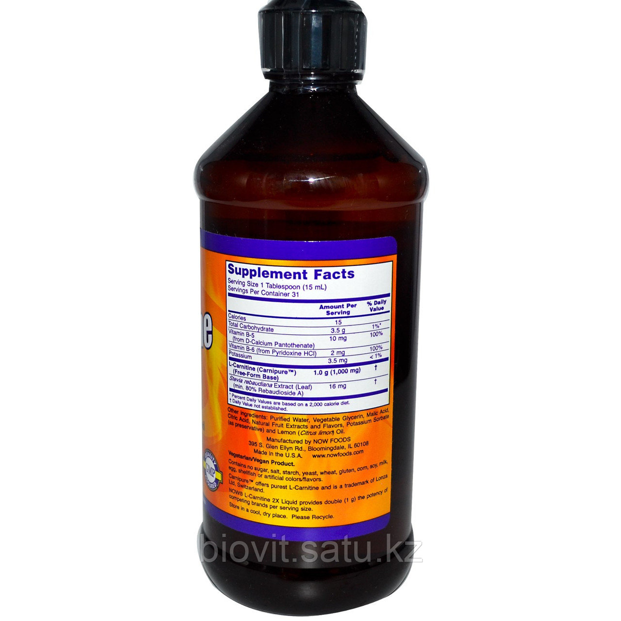 L-карнитин в жидкой форме, с цитрусовым ароматом, 1000 мг, 16 жидких унций (473 мл). Now Foods - фото 2 - id-p35219995