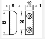 Запорный уголок для замка, 33 х 9, хром, фото 2