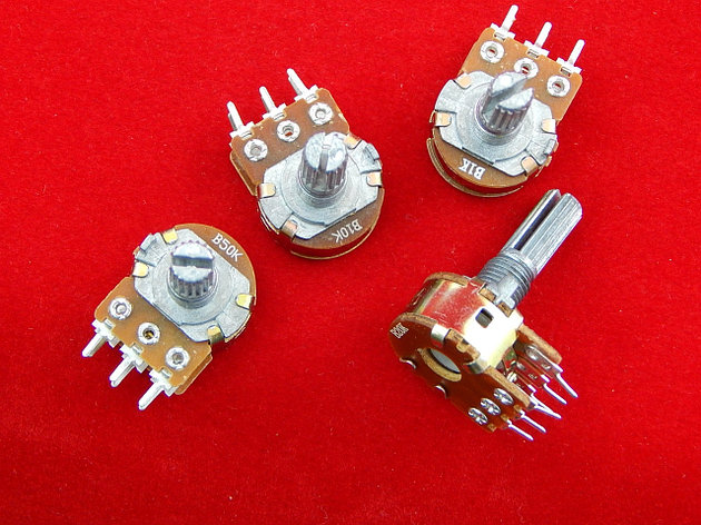 Резистор переменный (потенциометр) WH148-1B-2 (Вал: 20 мм), фото 2
