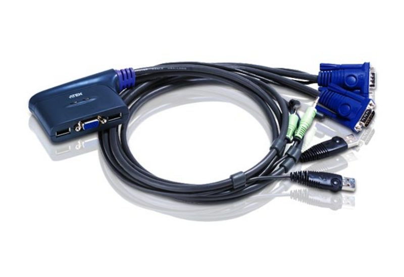 ATEN CS62U 2-портовый, USB, VGA, аудио, кабельный КВМ-коммутатор (1.8м)