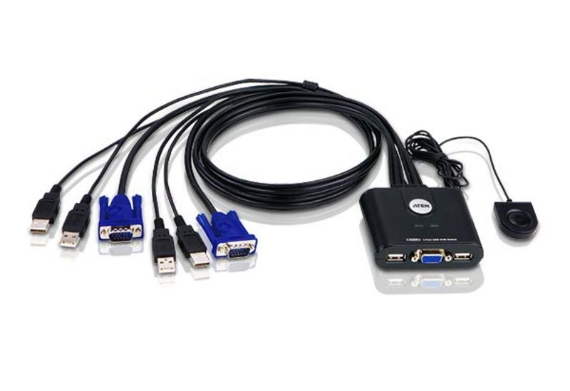 2-портовый KVM-переключатель с шнуром USB ATEN CS22U-AT