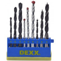 Набор DEXX: Сверла комбинированные, по металлу d=4-6-8мм, по дереву d= 4-6-8мм, по кирпичу d=4-6-8мм, 9 предме