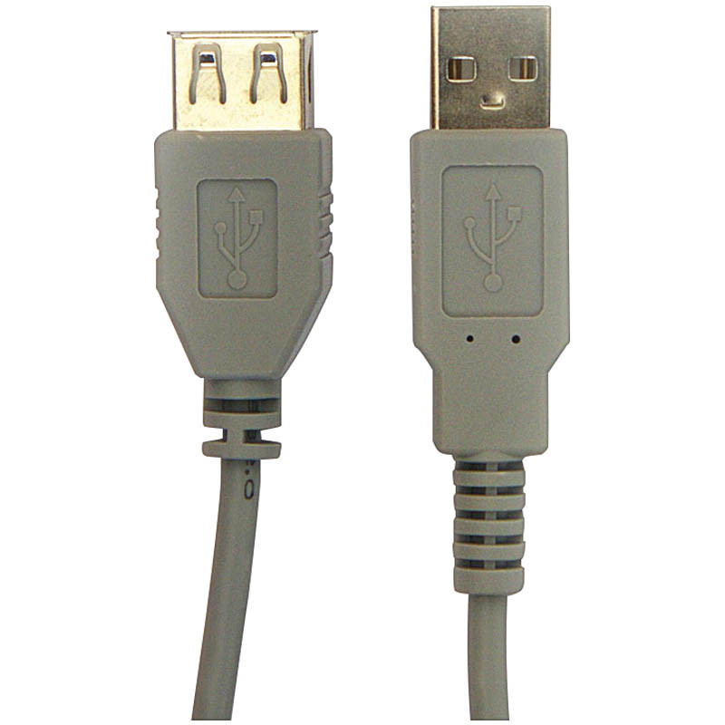 Кабель USB 2.0 A-A (m-f) удлинительный, 3.0м, серый/черный