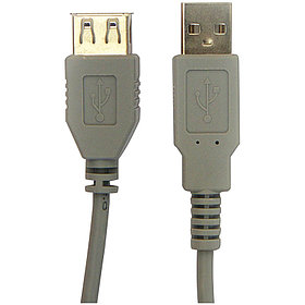 Кабель USB 2.0 A-A (m-f) удлинительный, 3.0м, серый/черный