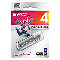 Память SiliconPower USB Flash 4GB USB2.0 Ultima II Silver хром (металл.корпус)