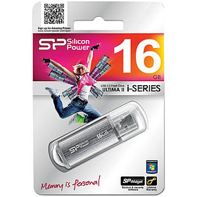 Память SiliconPower USB Flash  16GB USB2.0 Ultima II Silver хром (металл.корпус)