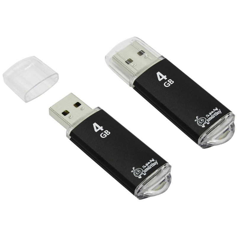 Память Smart Buy USB Flash 4GB V-Cut черный (металл.корпус) - фото 1 - id-p35743909